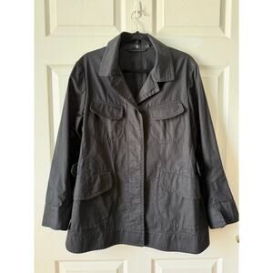 Uniqlo x Jil Sander +J Black Jacket Womens Sz L Linen Safari Minimalist Utility